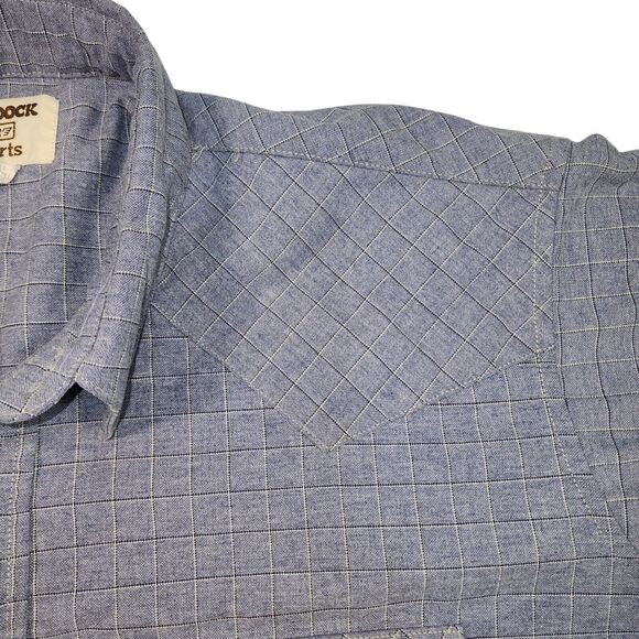 Vintage Ruddock Western Shirt Short Sleeve Blue Plaid Pearl Snap Men's XL (18) - Picture 7 of 10
